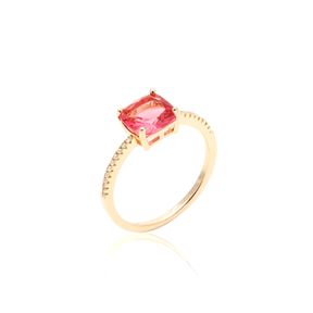 Anel-Cristal-turmalina-Rosa-Quadrado-Cravejado-Banho-de-Ouro-18K