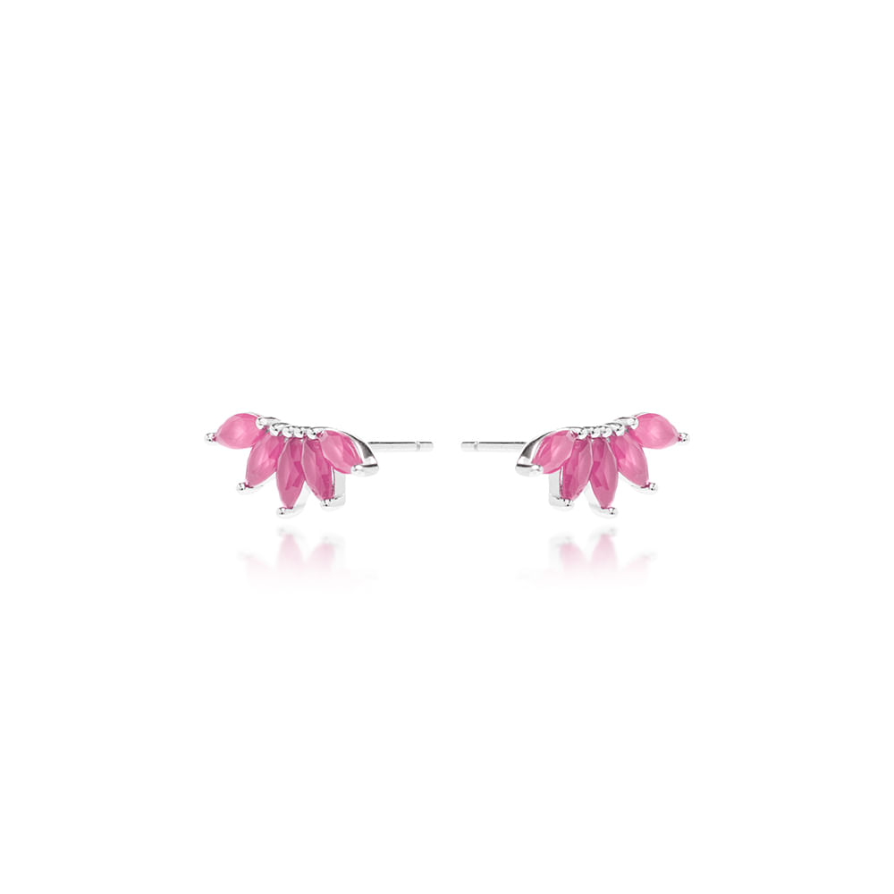 Brinco Earcuff Navetes de Cristal Rubi - Prata 925